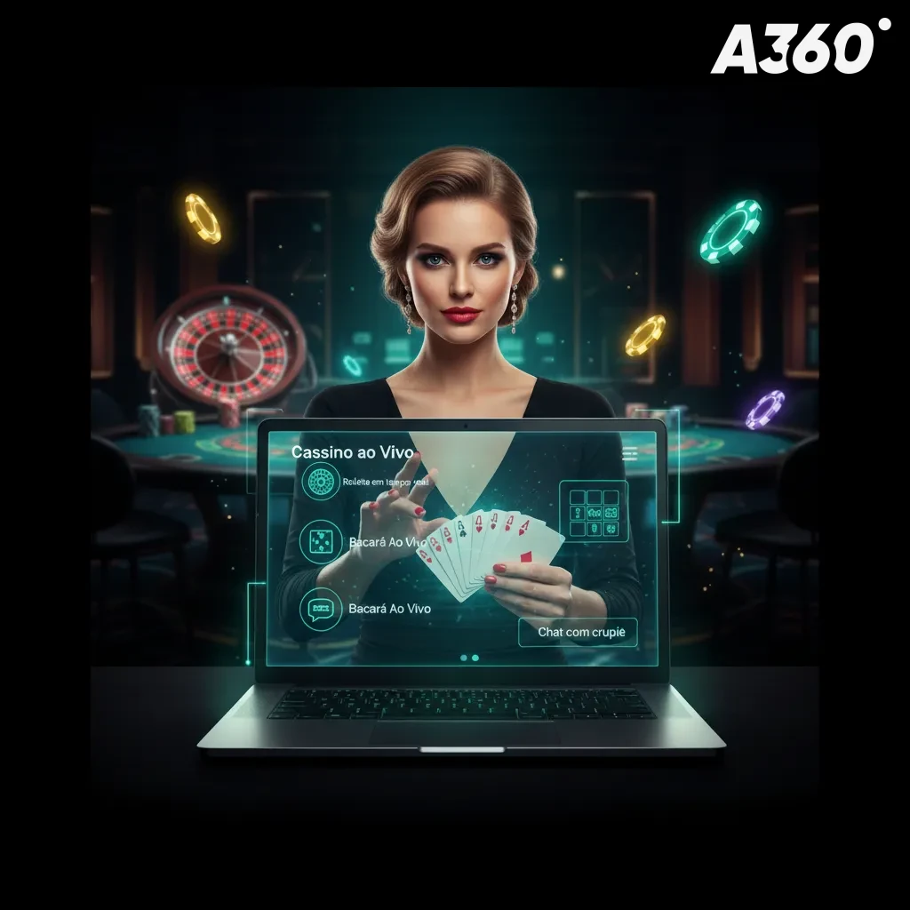 Tela de cassino ao vivo com crupiê real, chat aberto e opções: Roleta, Blackjack, Bacará, Game Shows e Poker.