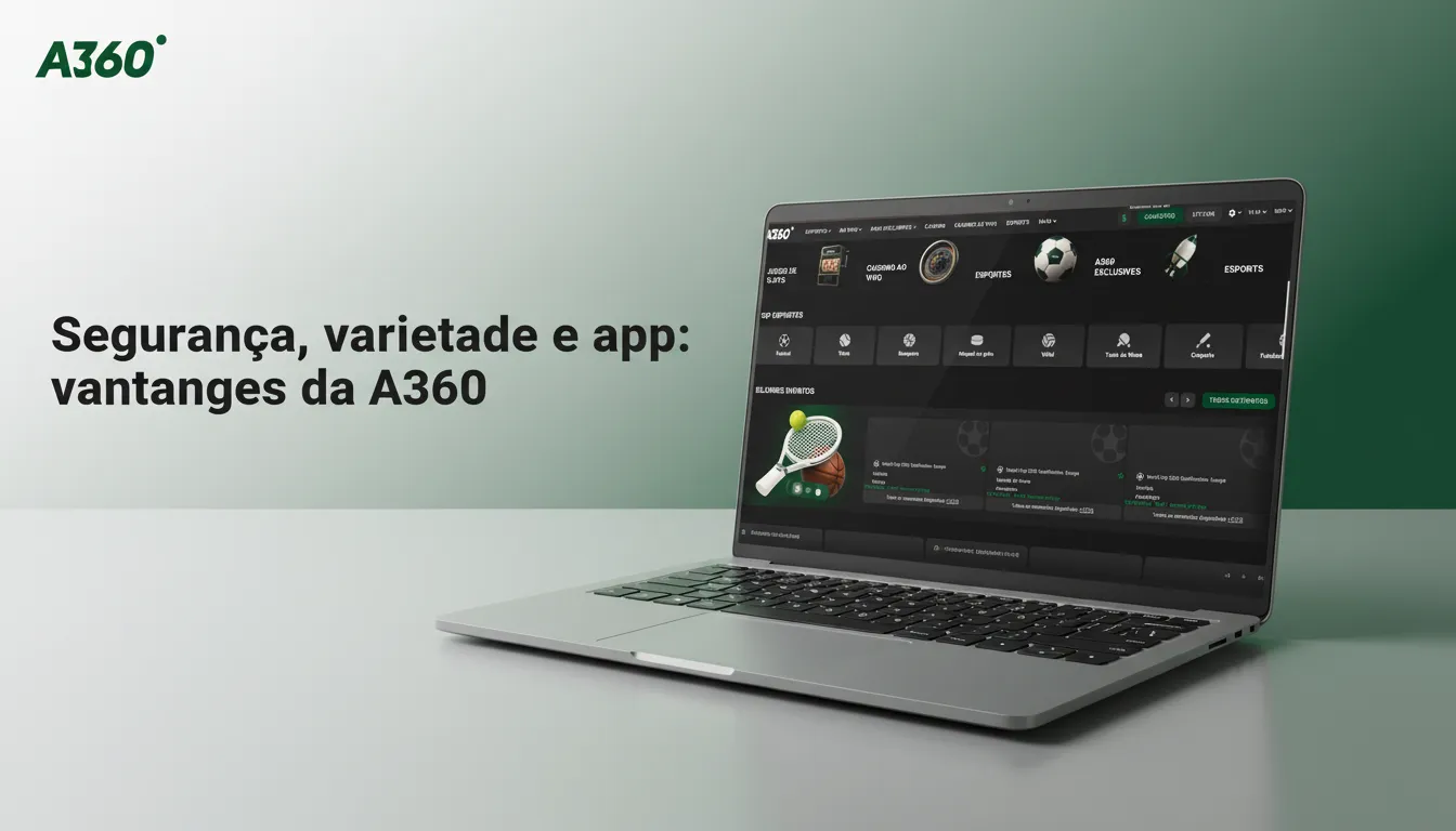 Smartphone com o app A360: apostas esportivas e cassino, cotações ao vivo, Pix, Android/iOS, 2FA e criptografia.