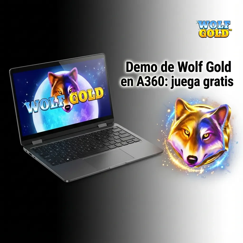 Pantalla de la tragamonedas Wolf Gold en A360 en modo demo, con créditos virtuales y Money Respin; juega gratis.