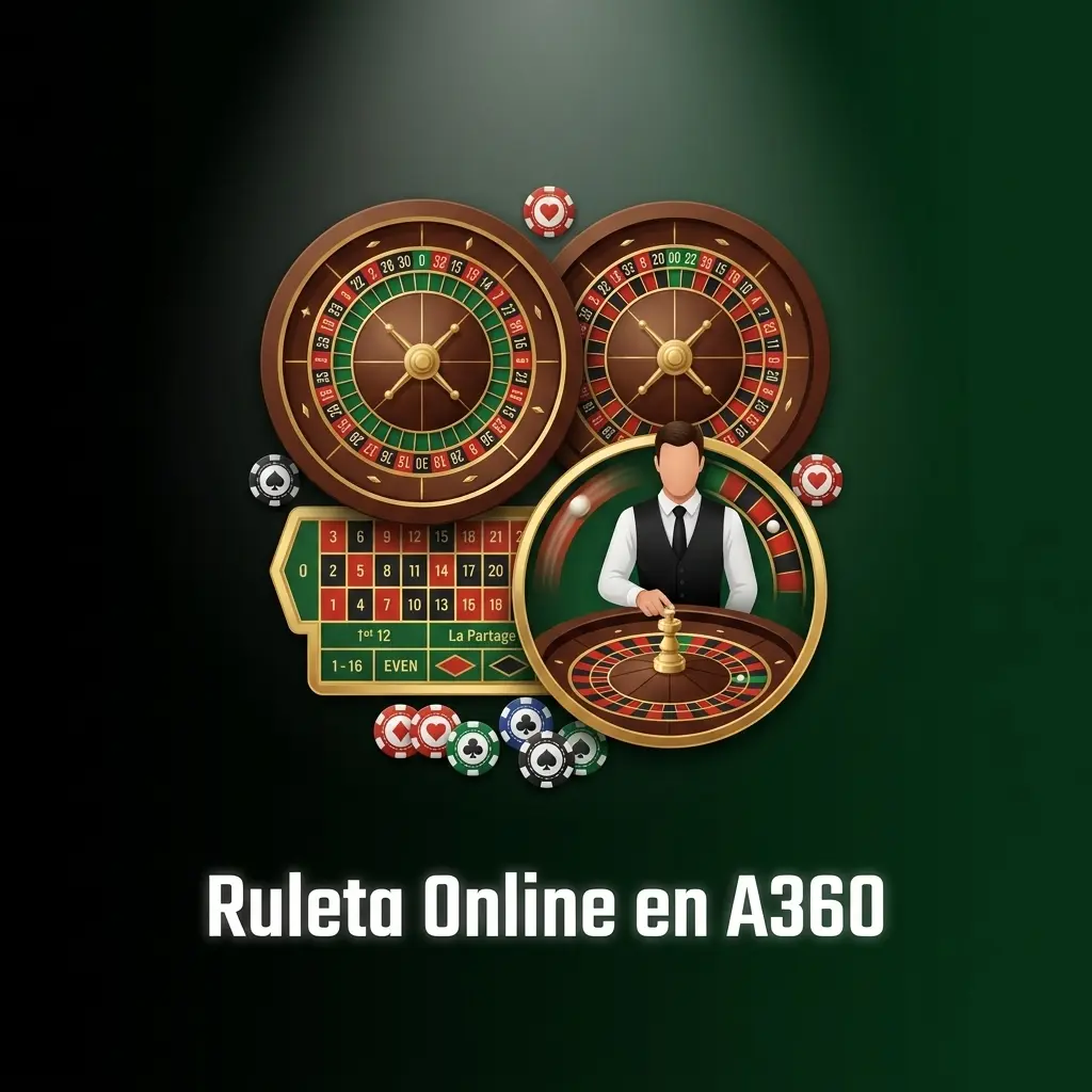 Ruleta online en A360: variantes europea, americana y francesa con apuestas bajas y altas, crupier en vivo disponible.