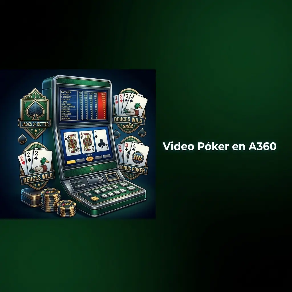 Máquinas de video póker en A360 con variantes como Jacks or Better y Deuces Wild, RTPs de hasta 99.5%
