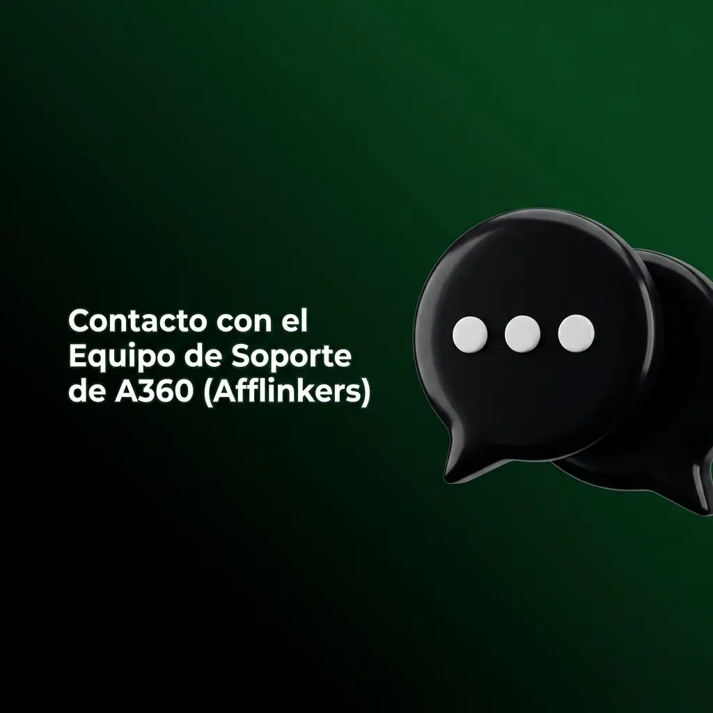 Canales de contacto del equipo de soporte A360 Afflinkers: chat, correo, Telegram y preguntas frecuentes