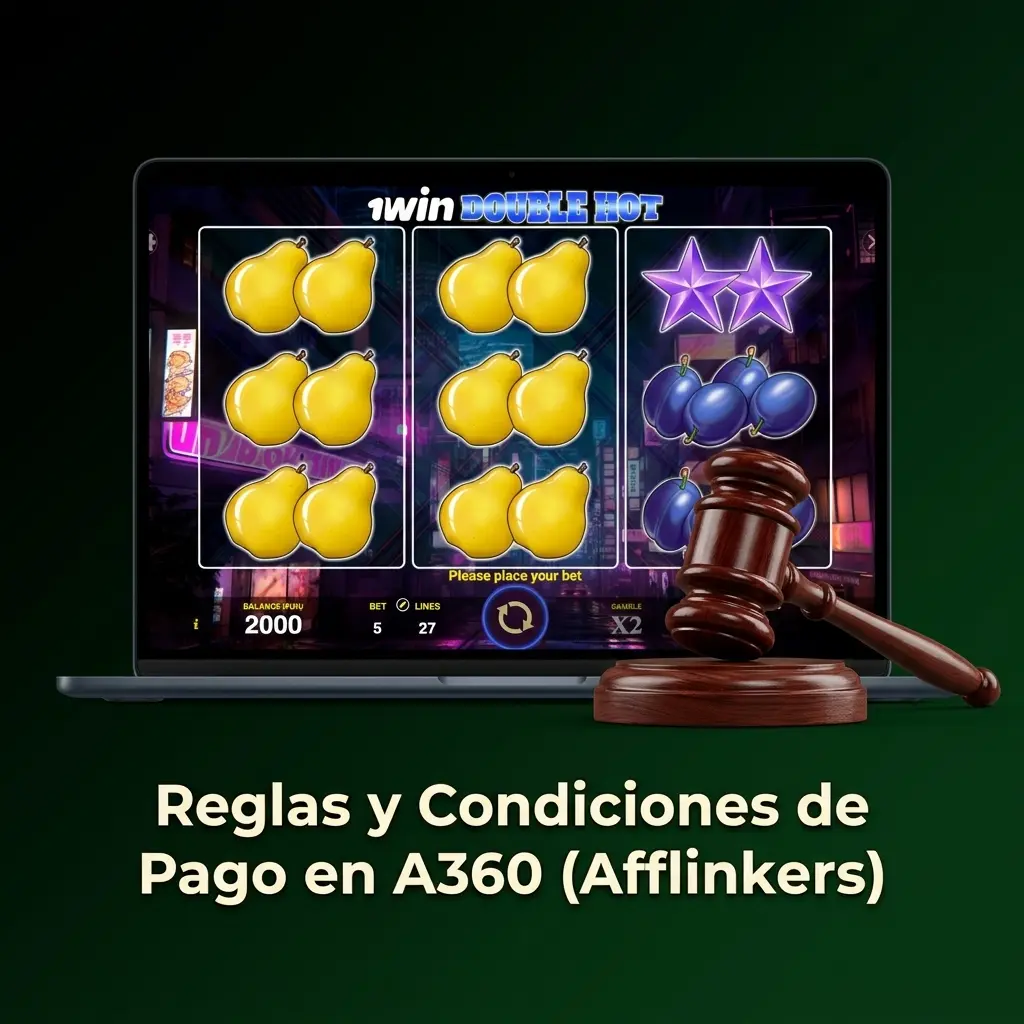 Reglas y condiciones de pago en A360 Afflinkers: depósitos, retiros, verificación y límites por transacción.